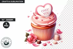 Valentine Cupcake Clipart, Pink Valentines Day PNG Product Image 1