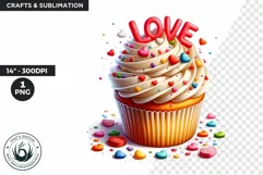 Valentine Cupcake Clipart, Pink Valentines Day PNG Product Image 1