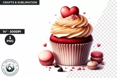 Valentine Cupcake Clipart, Pink Valentines Day PNG Product Image 1