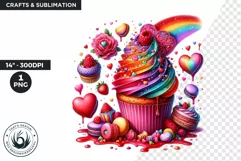 Valentine Cupcake Clipart, Pink Valentines Day PNG Product Image 1