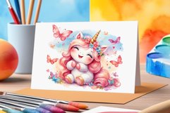 Watercolor illustration hand drawn clip art cute pink unicorn. Bright and colorful colors perfect for greeting card, birthday, baby shower, print, mug design and more. Pastel сolorful clipart, high resolution. Well for printing and sublimation 