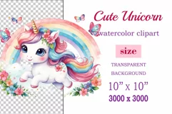 Watercolor illustration hand drawn clip art cute pink unicorn. Bright and colorful colors perfect for greeting card, birthday, baby shower, print, mug design and more. Pastel сolorful clipart, high resolution. Well for printing and sublimation 