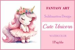 Watercolor illustration hand drawn clip art cute pink unicorn. Pastel сolorful clipart, high resolution. Perfect for printing and sublimation 