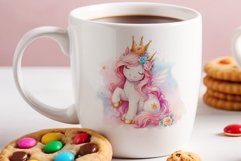 Watercolor illustration hand drawn clip art cute pink unicorn. Pastel сolorful clipart, high resolution. Perfect for printing and sublimation 
