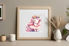 Watercolor illustration hand drawn clip art cute pink unicorn. Pastel сolorful clipart, high resolution. Perfect for printing and sublimation 