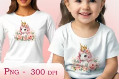 Watercolor illustration hand drawn clip art cute pink unicorn. Pastel сolorful clipart, high resolution. Perfect for printing and sublimation 