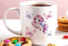 Watercolor illustration hand drawn clip art cute pink unicorn. Bright and colorful colors perfect for greeting card, birthday, baby shower, print, mug design and more. Pastel сolorful clipart, high resolution. Well for printing and sublimation 