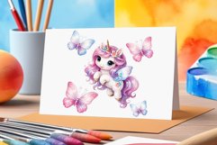 Watercolor illustration hand drawn clip art cute pink unicorn. Bright and colorful colors perfect for greeting card, birthday, baby shower, print, mug design and more. Pastel сolorful clipart, high resolution. Well for printing and sublimation 