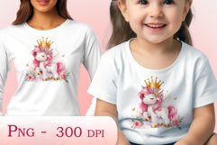 Watercolor illustration hand drawn clip art cute pink unicorn. Pastel сolorful clipart, high resolution. Perfect for printing and sublimation 