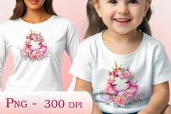 Watercolor illustration hand drawn clip art cute pink unicorn. Pastel сolorful clipart, high resolution. Perfect for printing and sublimation 