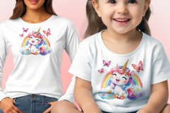 Watercolor illustration hand drawn clip art cute pink unicorn. Bright and colorful colors perfect for greeting card, birthday, baby shower, print, mug design and more. Pastel сolorful clipart, high resolution. Well for printing and sublimation 