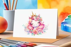 Watercolor illustration hand drawn clip art cute pink unicorn. Pastel сolorful clipart, high resolution. Perfect for printing and sublimation 