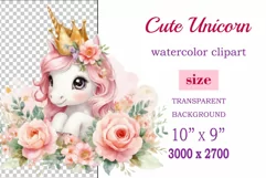 Watercolor illustration hand drawn clip art cute pink unicorn. Pastel сolorful clipart, high resolution. Perfect for printing and sublimation 