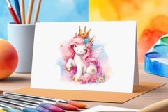 Watercolor illustration hand drawn clip art cute pink unicorn. Pastel сolorful clipart, high resolution. Perfect for printing and sublimation 