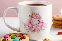 Watercolor illustration hand drawn clip art cute pink unicorn. Pastel сolorful clipart, high resolution. Perfect for printing and sublimation 