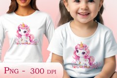 Watercolor illustration hand drawn clip art cute pink unicorn. Pastel сolorful clipart, high resolution. Perfect for printing and sublimation 