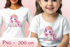 Watercolor illustration hand drawn clip art cute pink unicorn. Pastel сolorful clipart, high resolution. Perfect for printing and sublimation 
