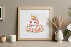 Watercolor illustration hand drawn clip art cute pink unicorn. Pastel сolorful clipart, high resolution. Perfect for printing and sublimation 