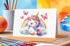 Watercolor illustration hand drawn clip art cute pink unicorn. Bright and colorful colors perfect for greeting card, birthday, baby shower, print, mug design and more. Pastel сolorful clipart, high resolution. Well for printing and sublimation 