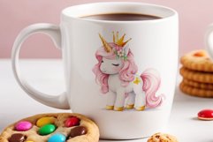 Watercolor illustration hand drawn clip art cute pink unicorn. Pastel сolorful clipart, high resolution. Perfect for printing and sublimation 