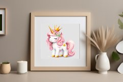 Watercolor illustration hand drawn clip art cute pink unicorn. Pastel сolorful clipart, high resolution. Perfect for printing and sublimation 