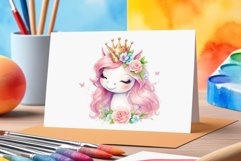 Watercolor illustration hand drawn clip art cute pink unicorn. Pastel сolorful clipart, high resolution. Perfect for printing and sublimation 