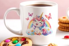 Watercolor illustration hand drawn clip art cute pink unicorn. Bright and colorful colors perfect for greeting card, birthday, baby shower, print, mug design and more. Pastel сolorful clipart, high resolution. Well for printing and sublimation 