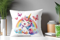 Watercolor illustration hand drawn clip art cute pink unicorn. Bright and colorful colors perfect for greeting card, birthday, baby shower, print, mug design and more. Pastel сolorful clipart, high resolution. Well for printing and sublimation 