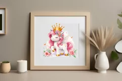 Watercolor illustration hand drawn clip art cute pink unicorn. Pastel сolorful clipart, high resolution. Perfect for printing and sublimation 