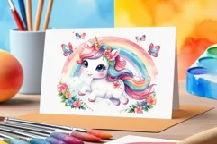 Watercolor illustration hand drawn clip art cute pink unicorn. Bright and colorful colors perfect for greeting card, birthday, baby shower, print, mug design and more. Pastel сolorful clipart, high resolution. Well for printing and sublimation 