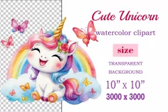 Watercolor illustration hand drawn clip art cute pink unicorn. Bright and colorful colors perfect for greeting card, birthday, baby shower, print, mug design and more. Pastel сolorful clipart, high resolution. Well for printing and sublimation 