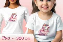 Watercolor illustration hand drawn clip art cute pink unicorn. Pastel сolorful clipart, high resolution. Perfect for printing and sublimation 