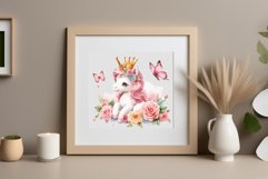 Watercolor illustration hand drawn clip art cute pink unicorn. Pastel сolorful clipart, high resolution. Perfect for printing and sublimation 