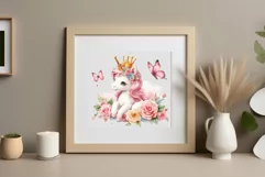 Watercolor illustration hand drawn clip art cute pink unicorn. Pastel сolorful clipart, high resolution. Perfect for printing and sublimation 
