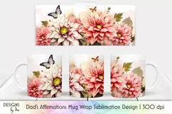Pink Flowers Mug Wrap Sublimation | Dahlia Flowers Mug Print Product Image 1