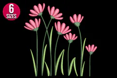 Pink Daisy Flowers Machine Embroidery Design - 6 sizes Product Image 2