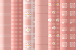 Blush pink daisy gingham seamless pattern png digital paper Product Image 3