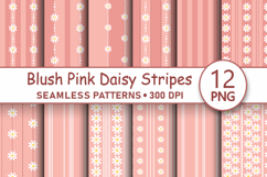 Pink daisy stripes seamless pattern png Cute digital paper Product Image 1