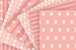 Pink daisy stripes seamless pattern png Cute digital paper Product Image 4