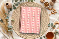 Pink daisy stripes seamless pattern png Cute digital paper Product Image 3
