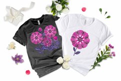 Pink decorative flowers sublimation watercolor