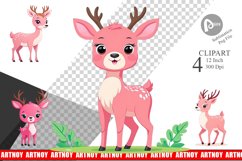 Pink Deer Valentine Clipart Product Image 1