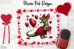 Valentines Day Lady Dinosaur|Love Mouse Pad Sublimation Product Image 1
