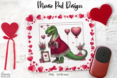 Valentines Day Lady Dinosaur|Love Mouse Pad Sublimation Product Image 1