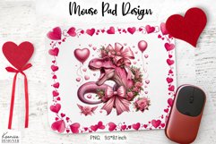 Valentines Day Lady Dinosaur|Love Mouse Pad Sublimation Product Image 1