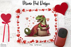 Valentines Day Lady Dinosaur|Love Mouse Pad Sublimation Product Image 1