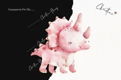 Watercolor Pink Triceratops Dinosaur | Dino PNG Product Image 2