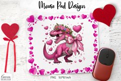 Valentines Day Lady Dinosaur|Love Mouse Pad Sublimation Product Image 1