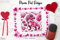 Valentines Day Lady Dinosaur|Love Mouse Pad Sublimation Product Image 1
