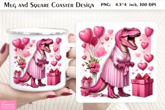 Valentines Day Dinosaur|Square Coaster and Coffee Mug Design Product Image 1